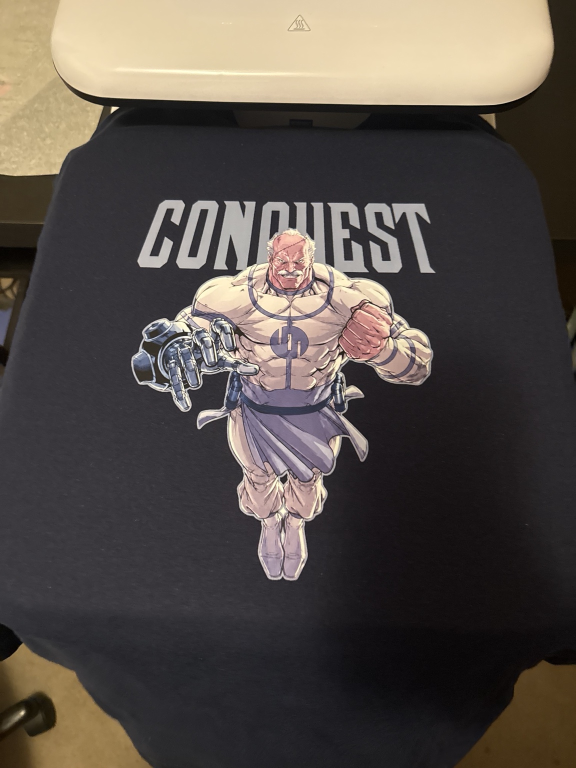 Custom Conquest blue shirt