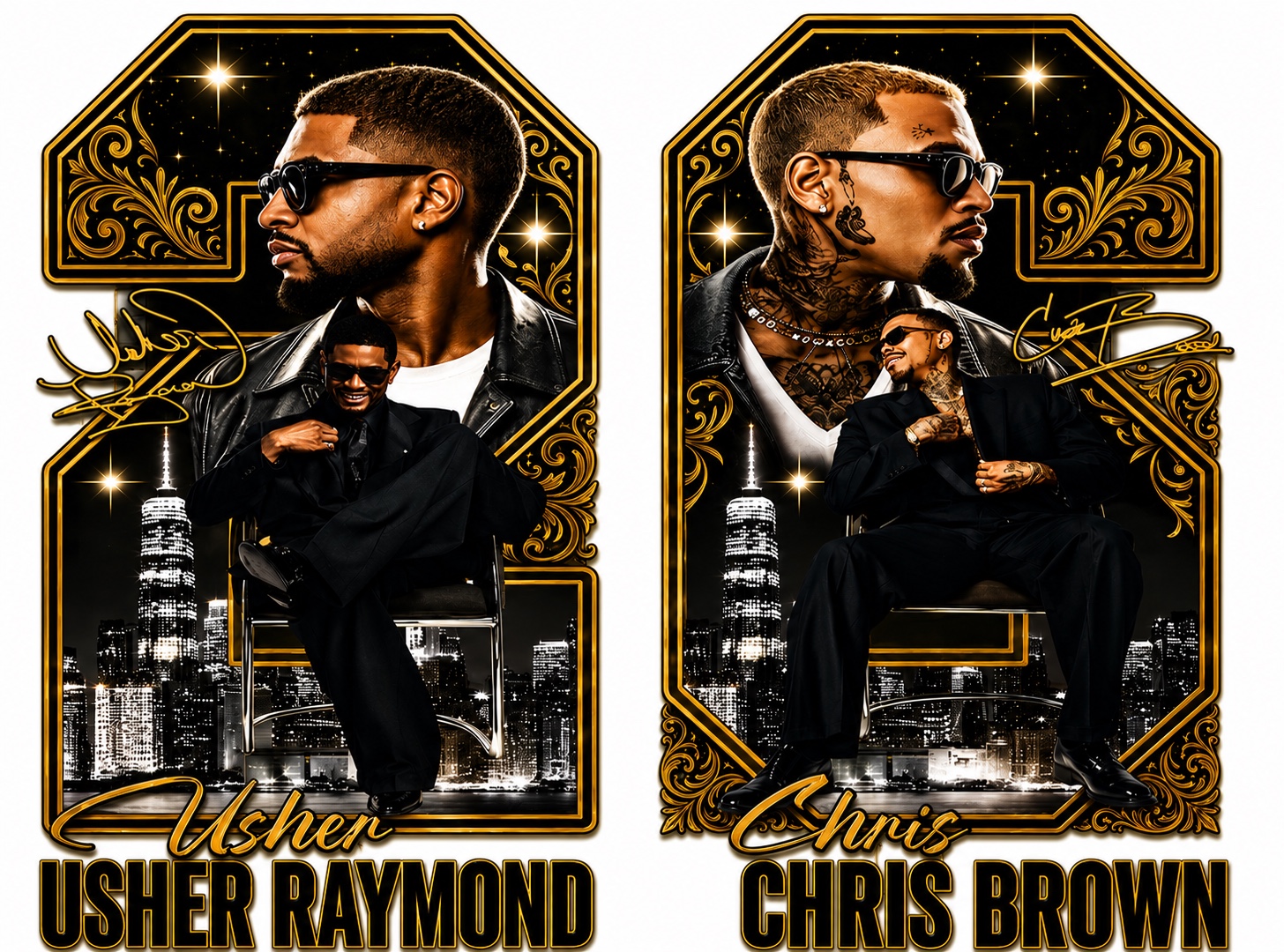Usher and Chris Brown portrait design